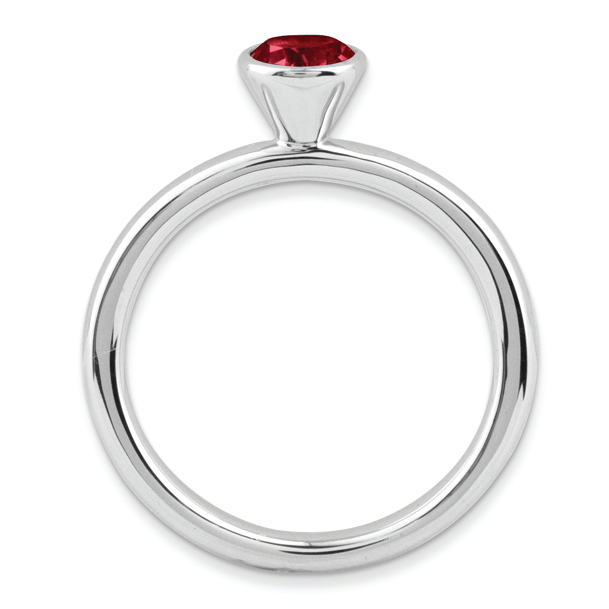 Sterling Silver Stackable Expressions High 5mm Round Rhod. Garnet Ring Secondary image