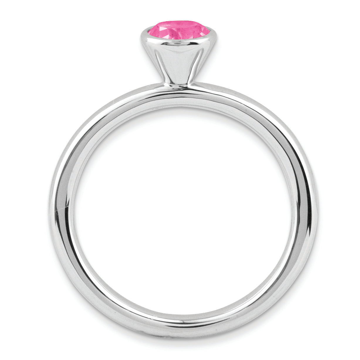 SS Stackable Expressions High 5mm Round Pink Tourmaline Ring Secondary image