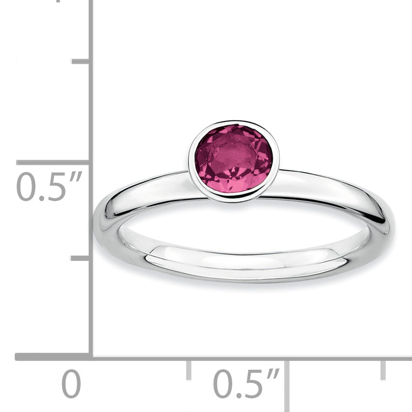SS Stackable Expressions High 5mm Round Pink Tourmaline Ring