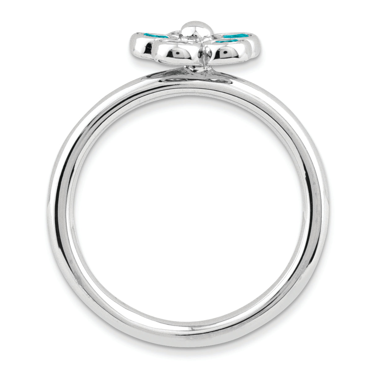 Sterling Silver Stackable Expressions Blue Topaz Flower Ring Secondary image
