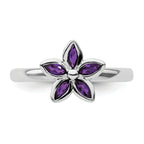 Sterling Silver Stackable Expressions Amethyst Flower Ring