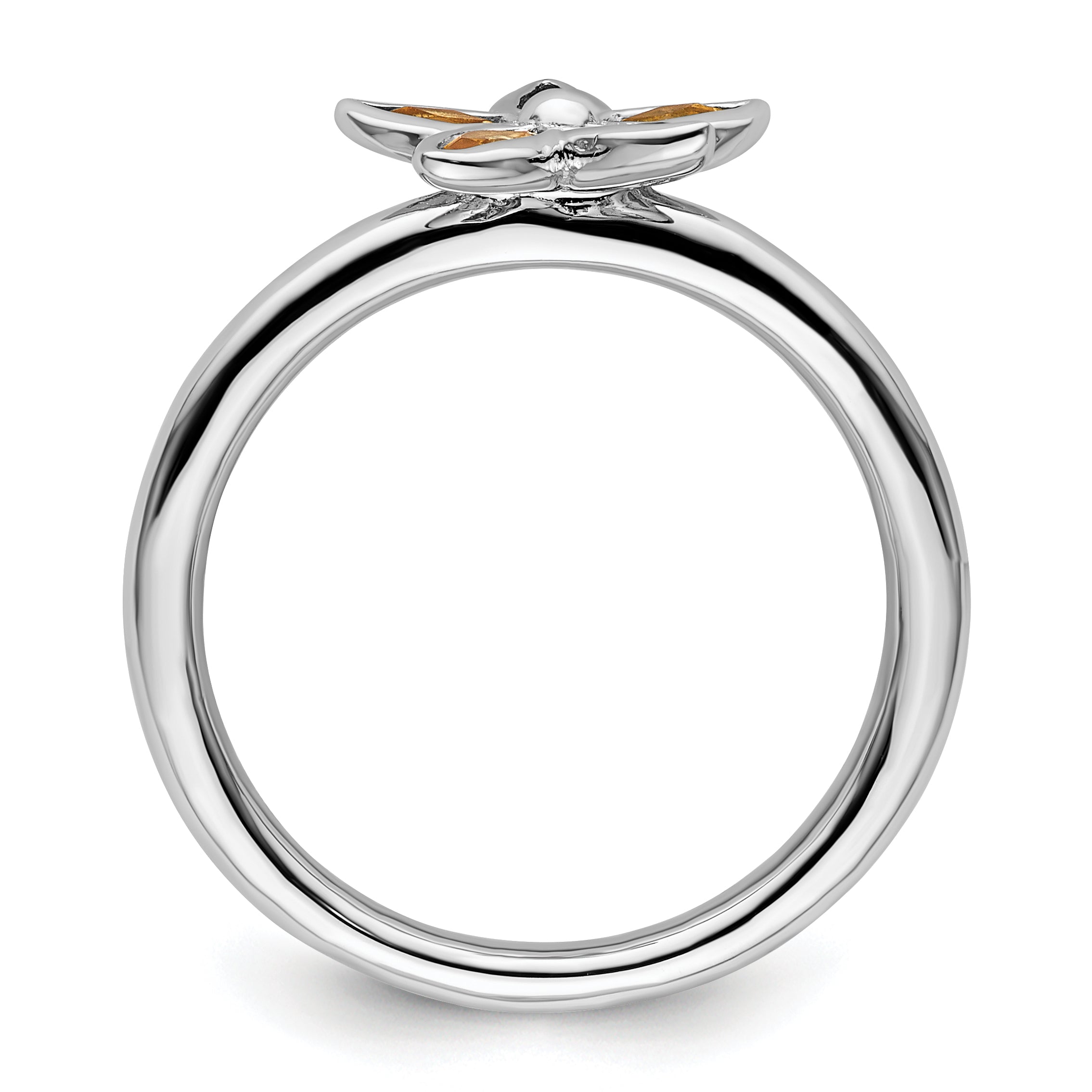 Sterling Silver Stackable Expressions Citrine Flower Ring Secondary image