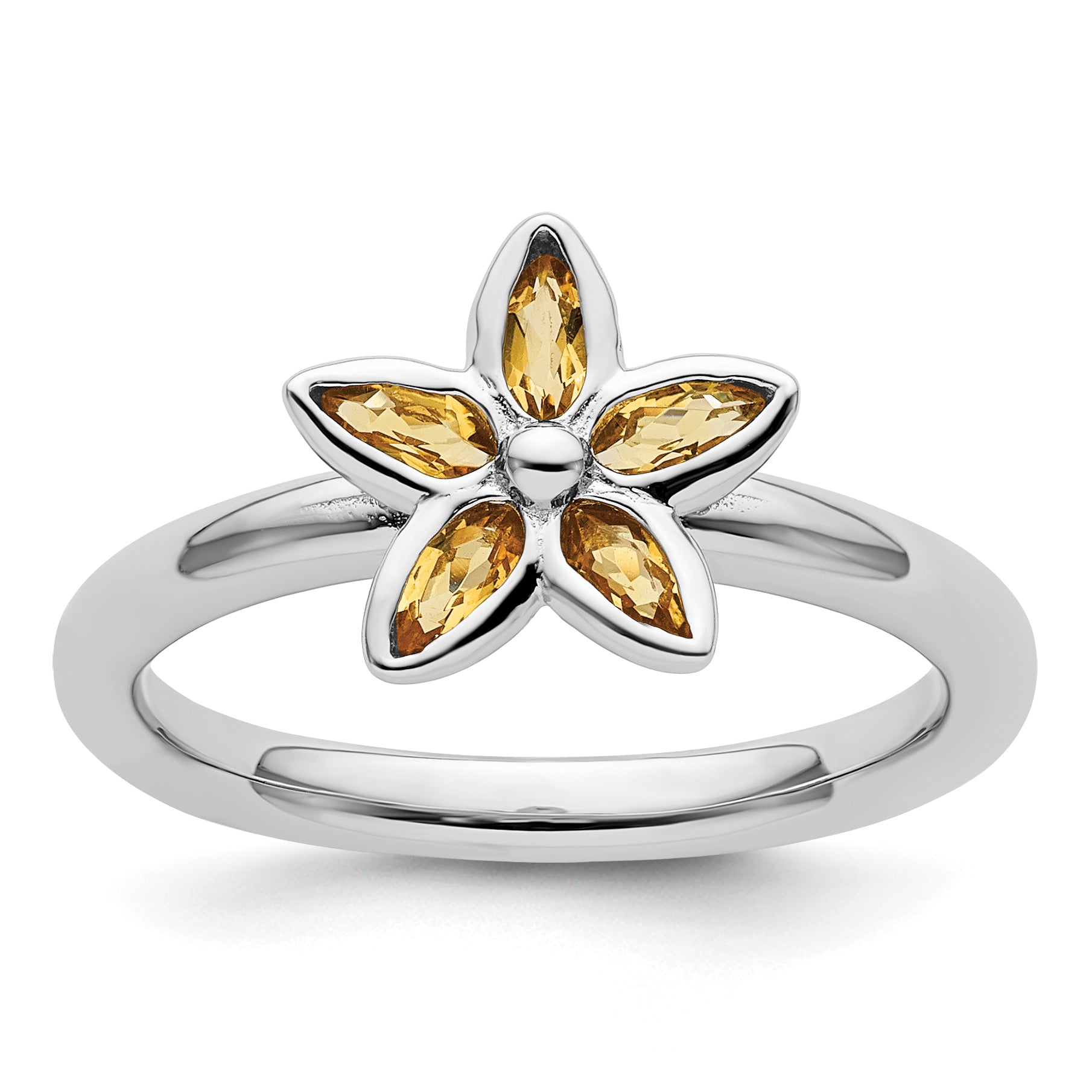 Sterling Silver Stackable Expressions Citrine Flower Ring Main image