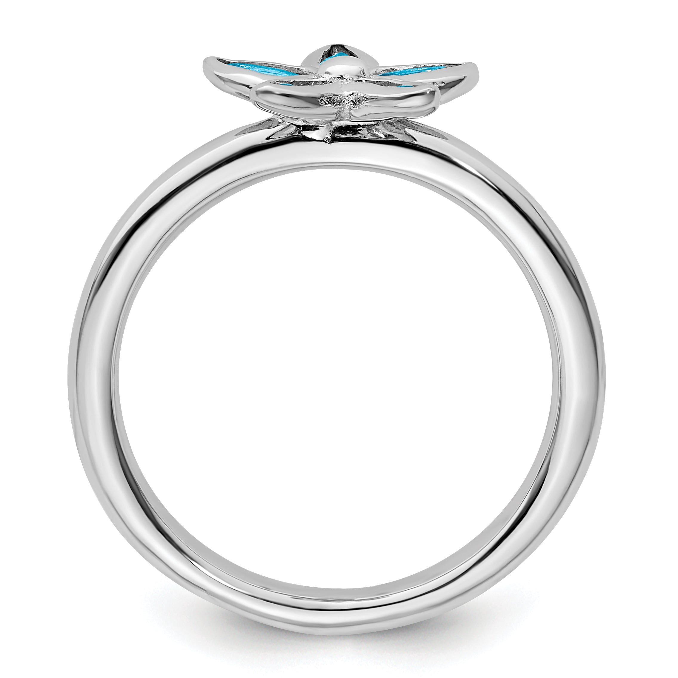 Sterling Silver Stackable Expressions Blue Topaz Flower Ring Secondary image