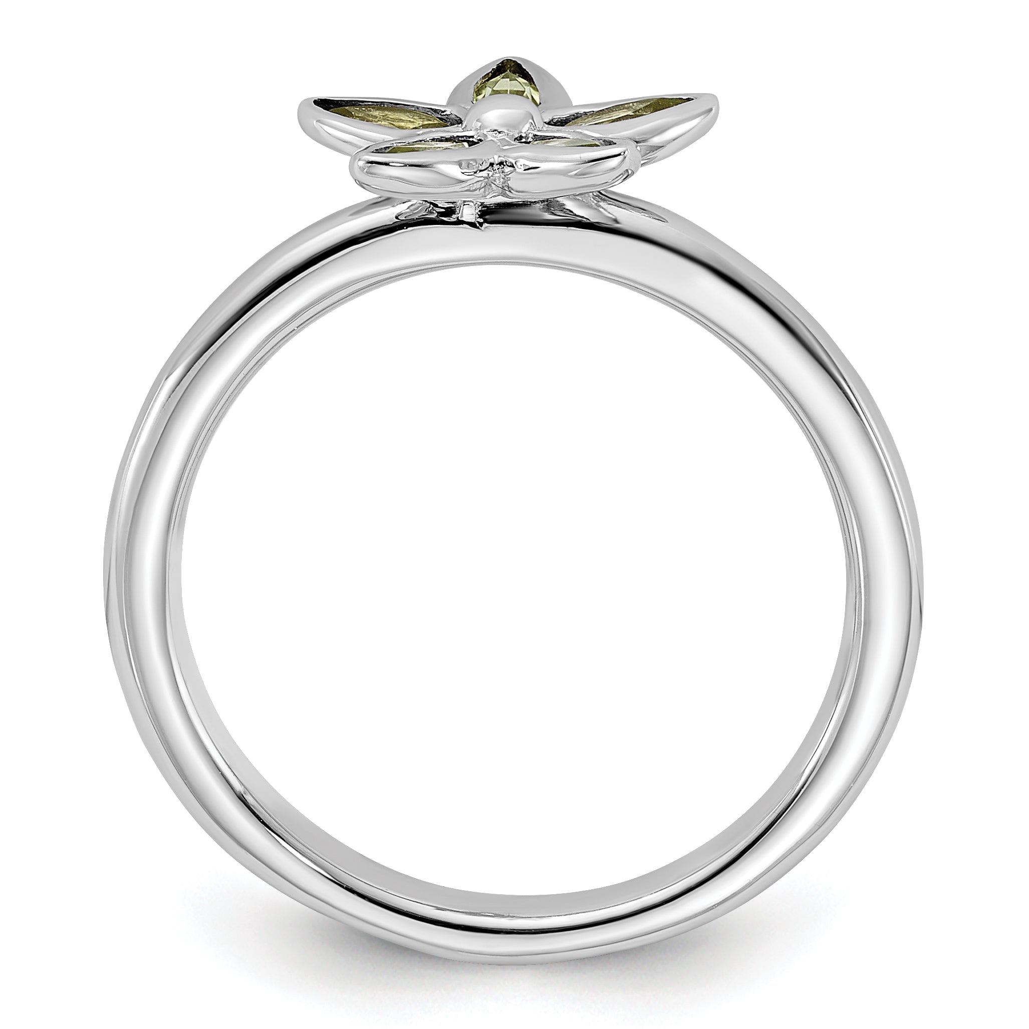 Sterling Silver Stackable Expressions Peridot Flower Ring Secondary image