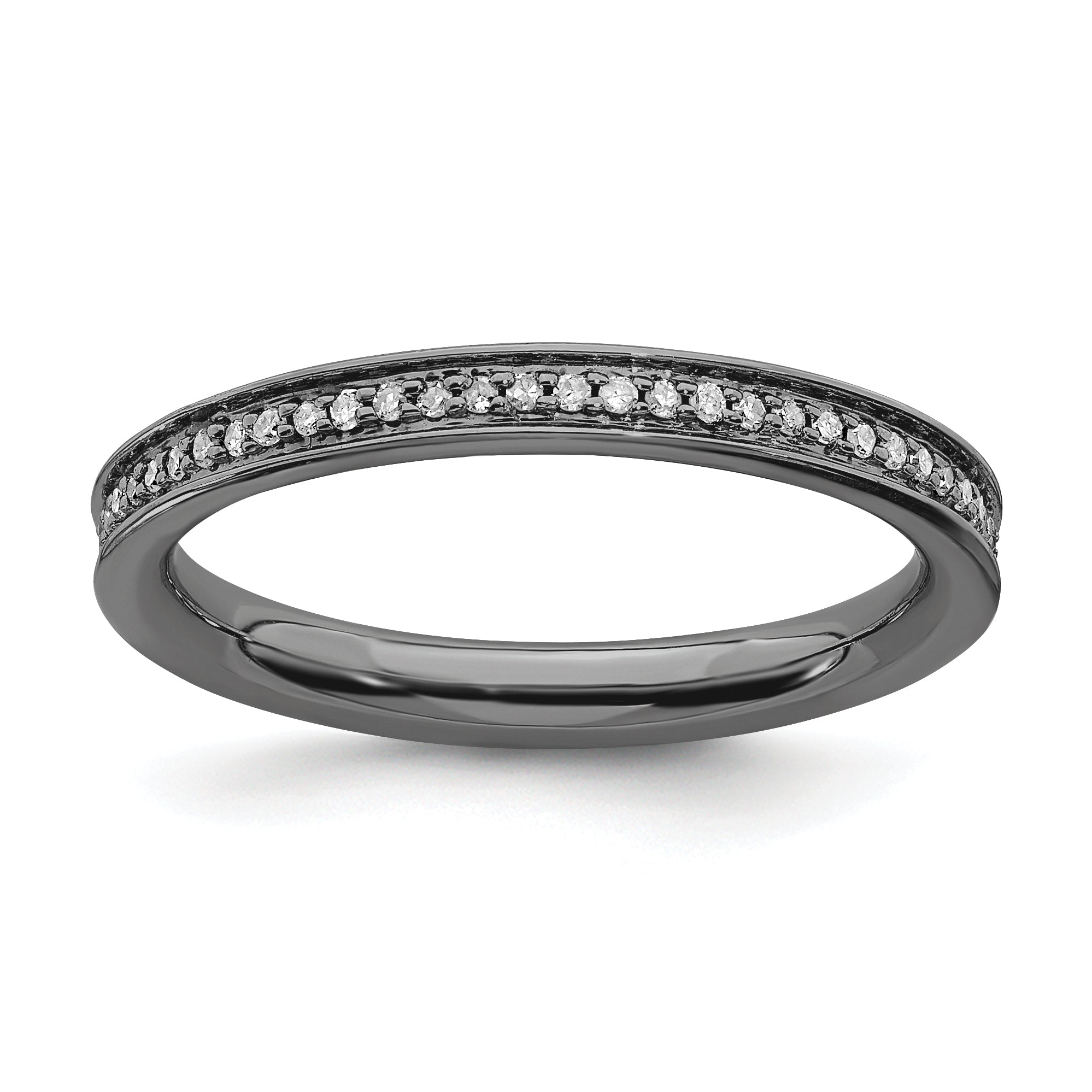 Sterling Silver Stackable Expressions & Diamonds Black-plated Ring Main image