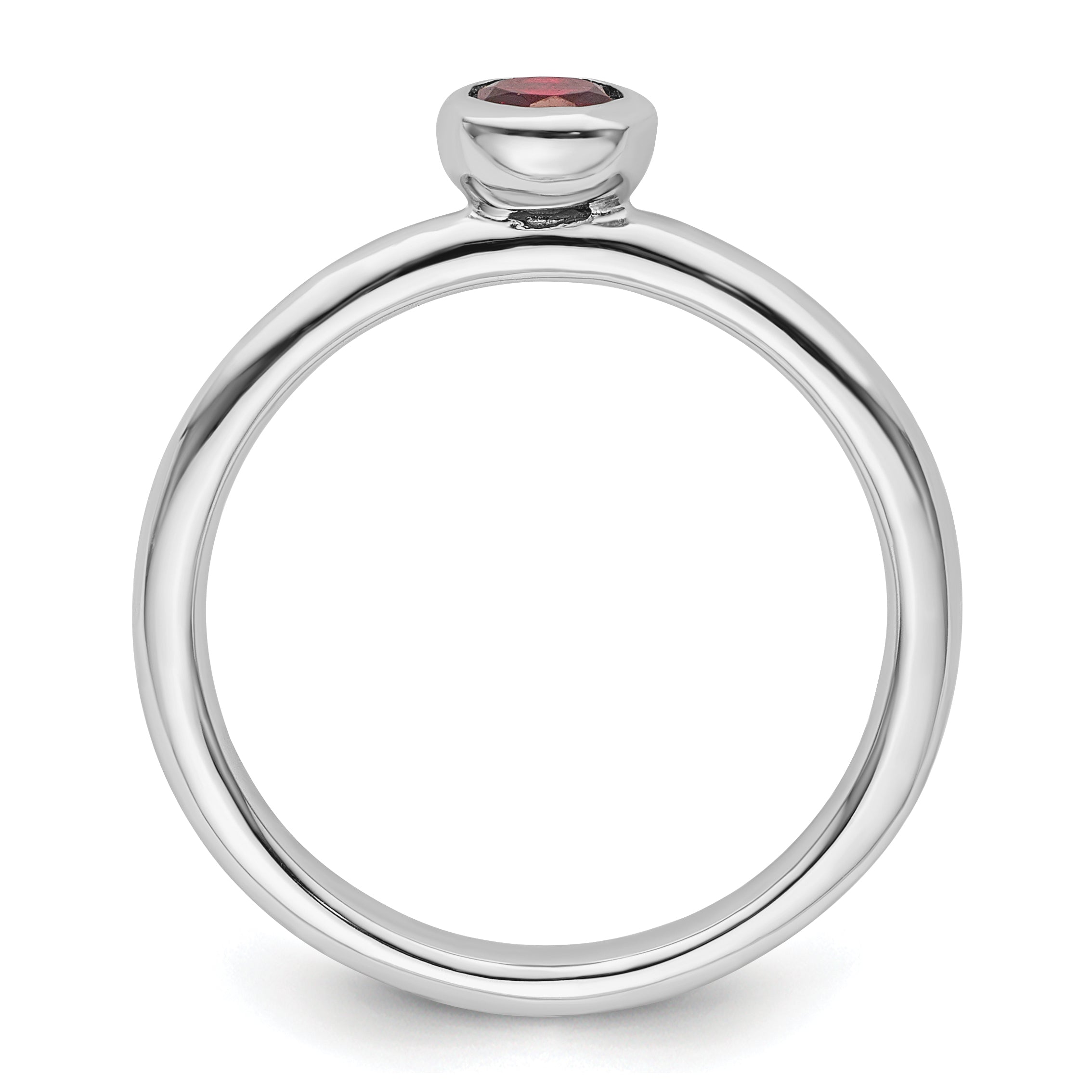 Sterling Silver Stackable Expressions Low 4mm Round Garnet Ring Secondary image