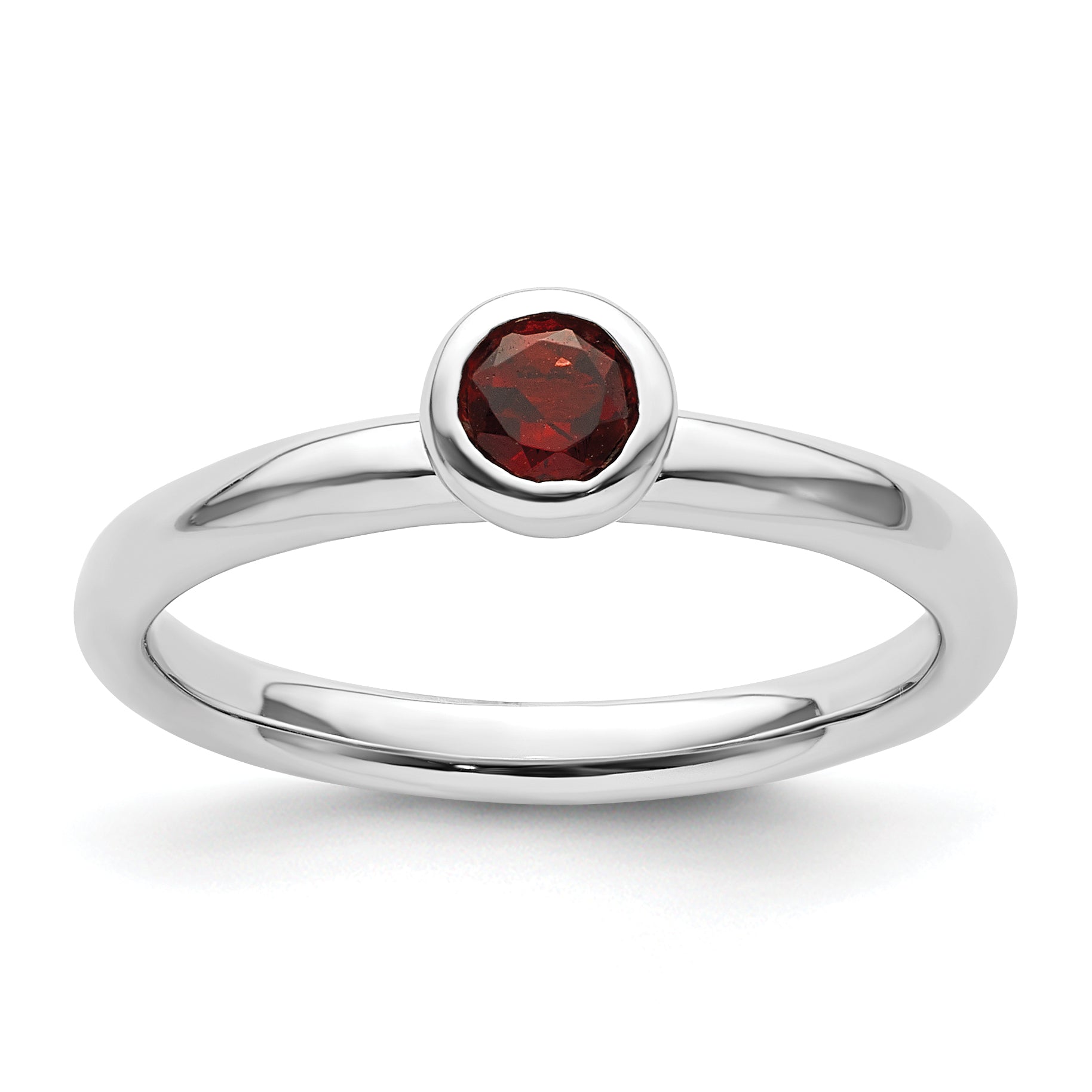 Sterling Silver Stackable Expressions Low 4mm Round Garnet Ring Main image