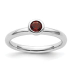 Sterling Silver Stackable Expressions Low 4mm Round Garnet Ring