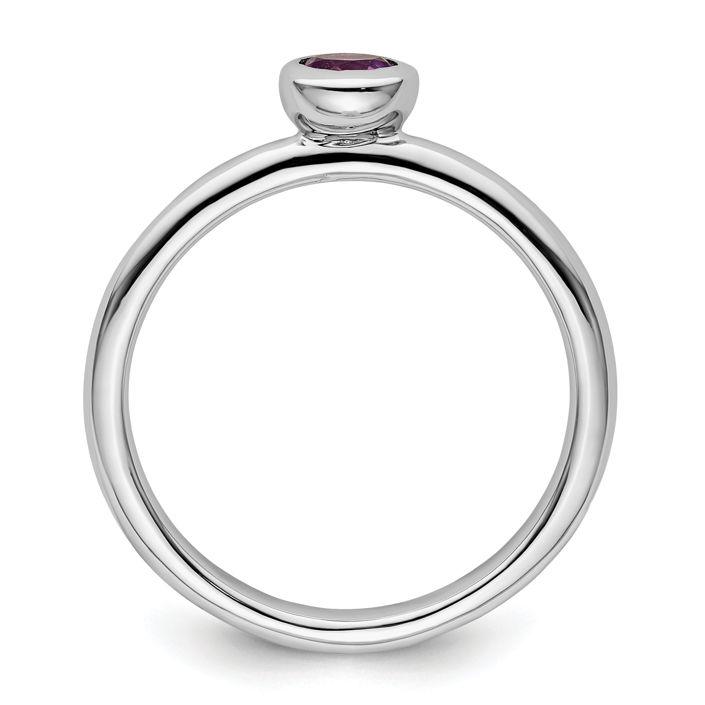 Sterling Silver Stackable Expressions Low 4mm Round Amethyst Ring Secondary image