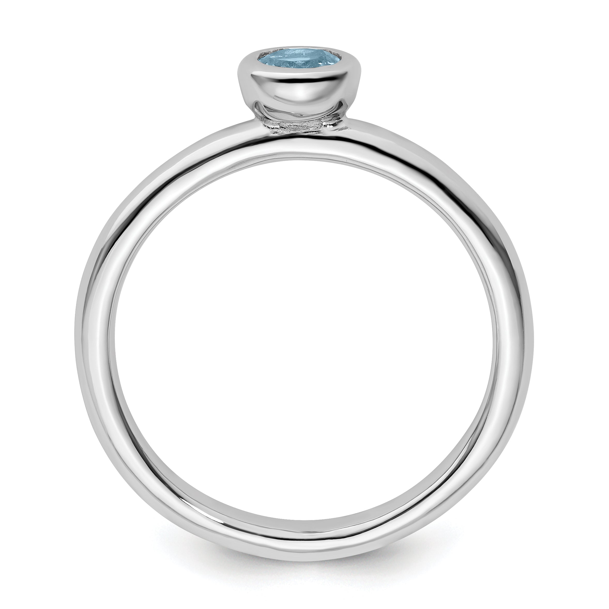 Sterling Silver Stackable Expressions Low 4mm Round Aquamarine Ring Secondary image