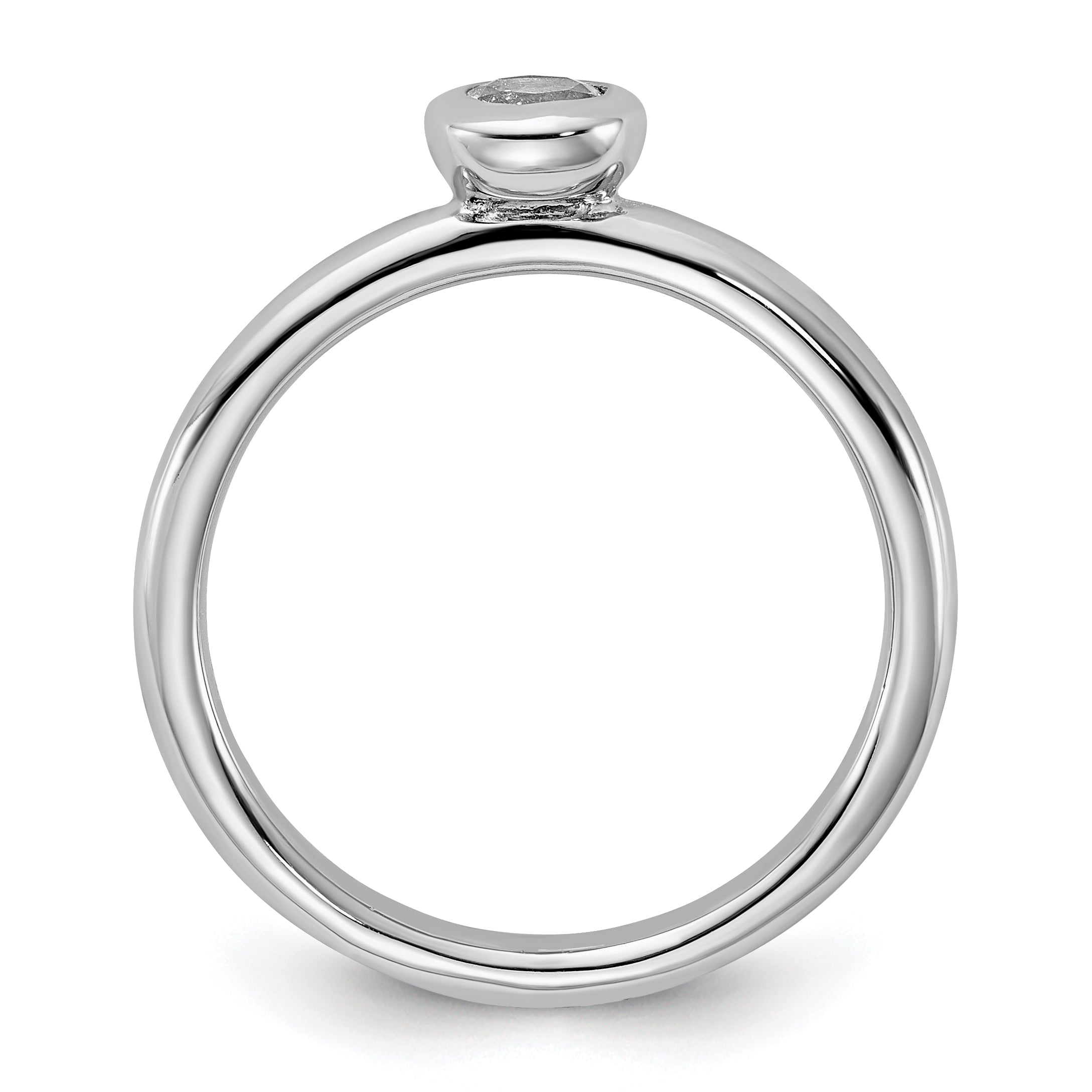 Sterling Silver Stackable Expressions Low 4mm Round White Topaz Ring Secondary image