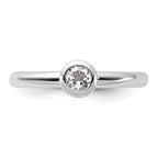 Sterling Silver Stackable Expressions Low 4mm Round White Topaz Ring