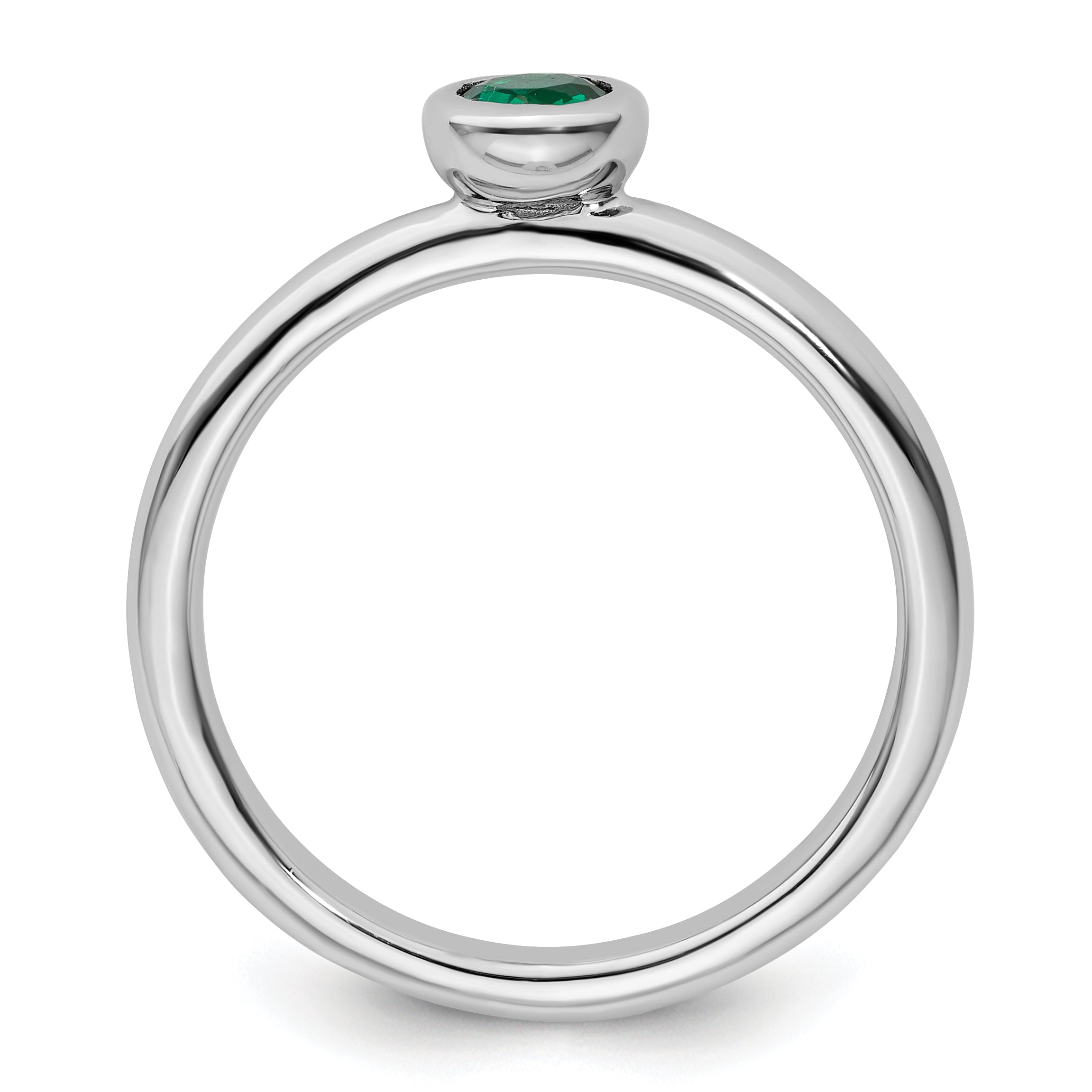 Sterling Silver Stackable Expressions Low 4mm Round Cr. Emerald Ring Secondary image