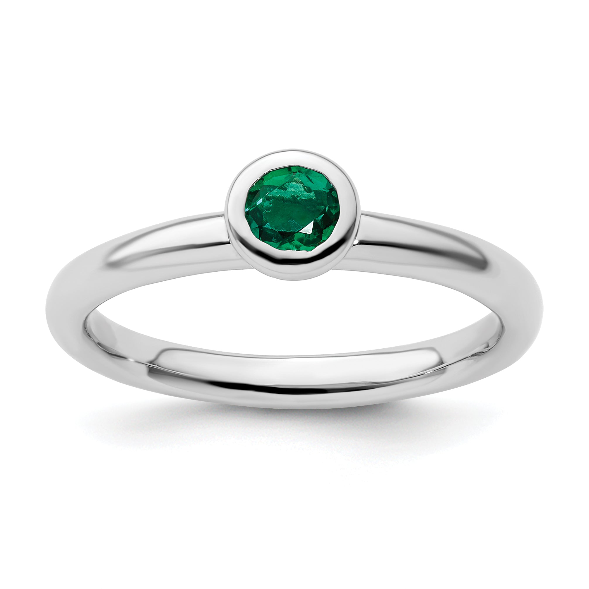 Sterling Silver Stackable Expressions Low 4mm Round Cr. Emerald Ring Main image
