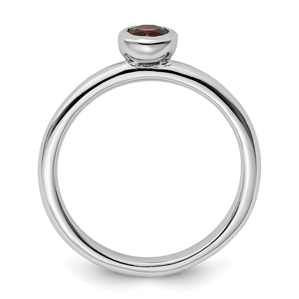 SS Stackable Expressions Low 4mm Round Rhodolite Garnet Ring