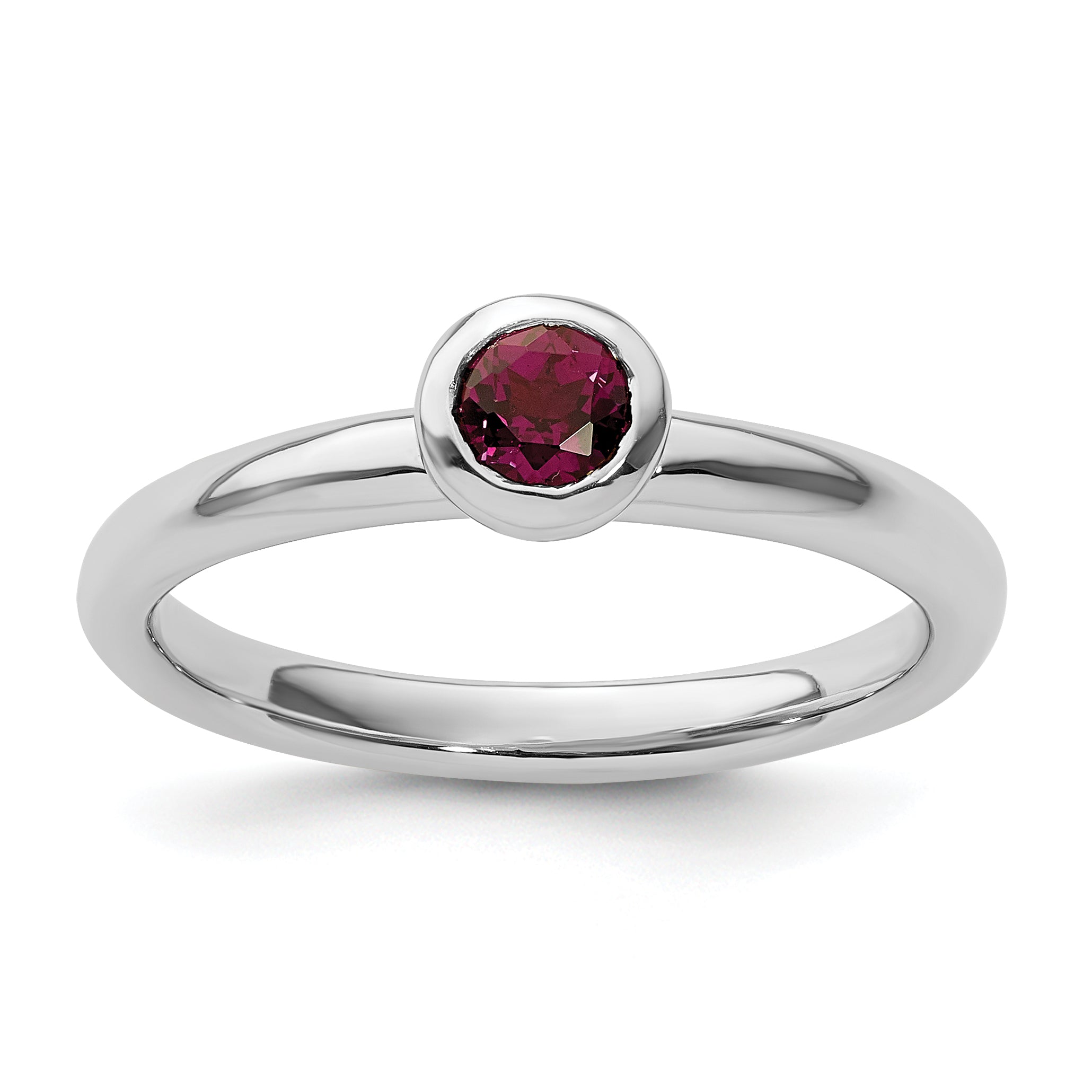 SS Stackable Expressions Low 4mm Round Rhodolite Garnet Ring Main image