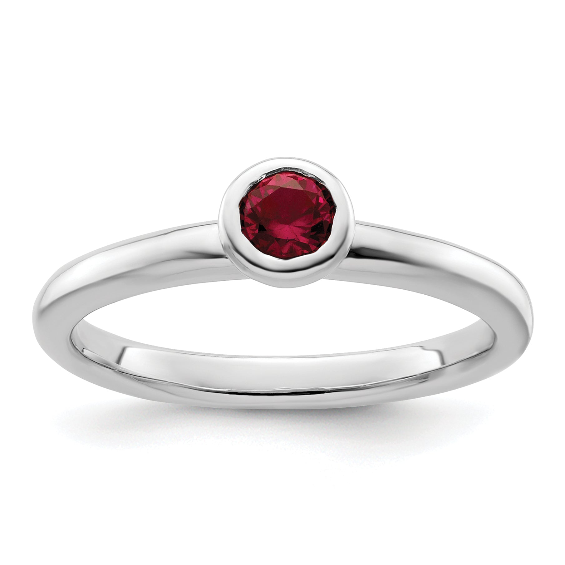 Sterling Silver Stackable Expressions Low 4mm Round Cr. Ruby Ring Main image