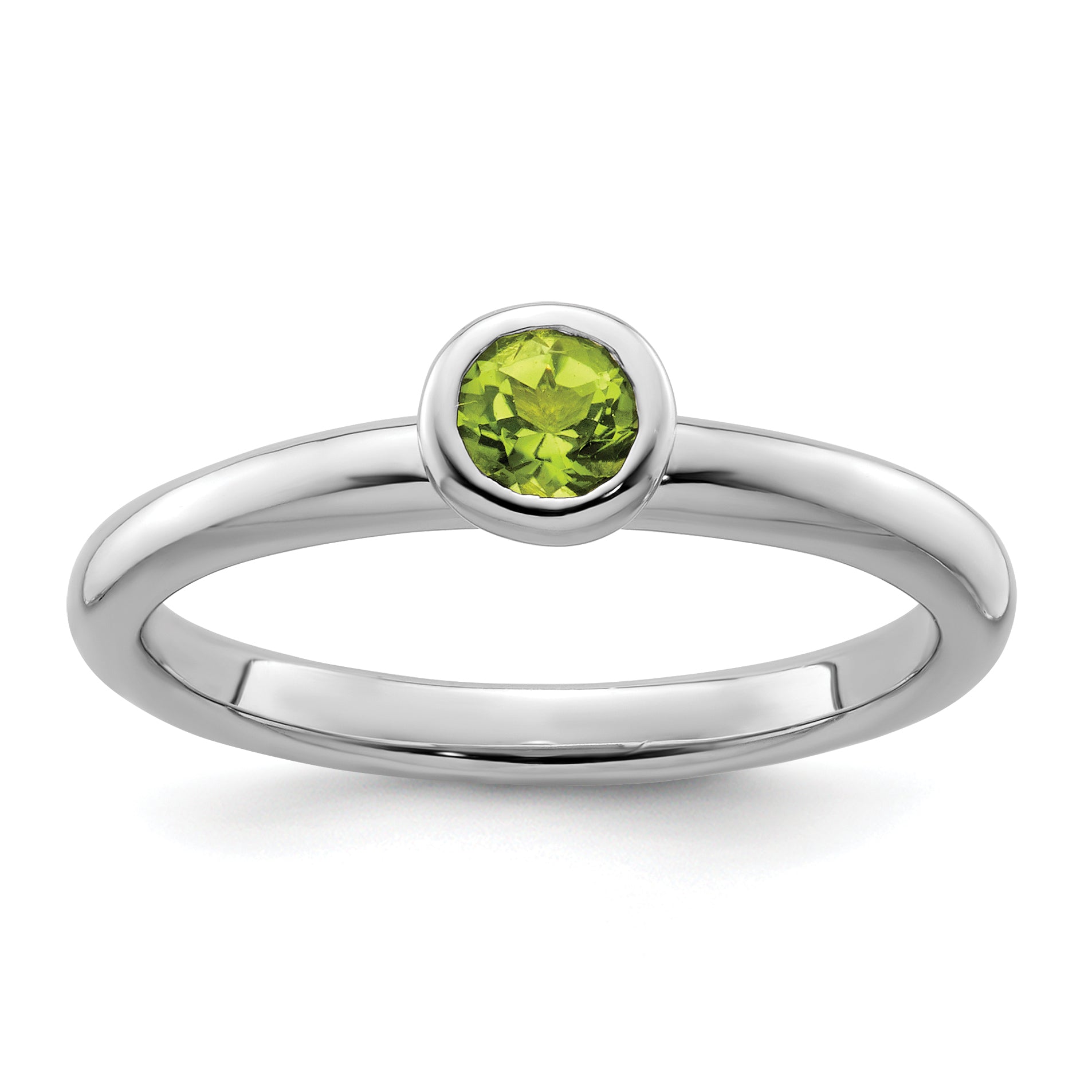 Sterling Silver Stackable Expressions Low 4mm Round Peridot Ring Main image