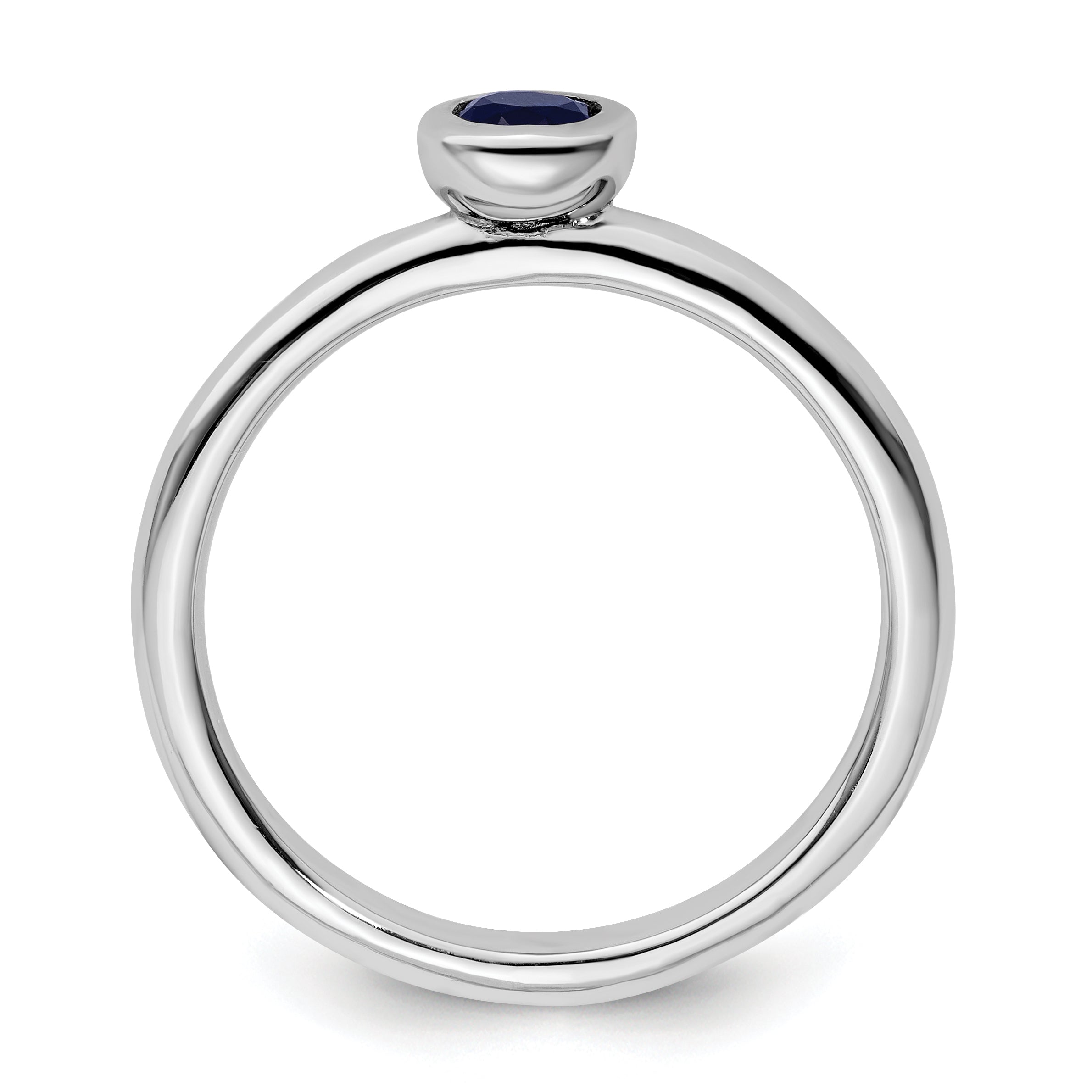 Sterling Silver Stackable Expressions Low 4mm Round Cr. Sapphire Ring Secondary image