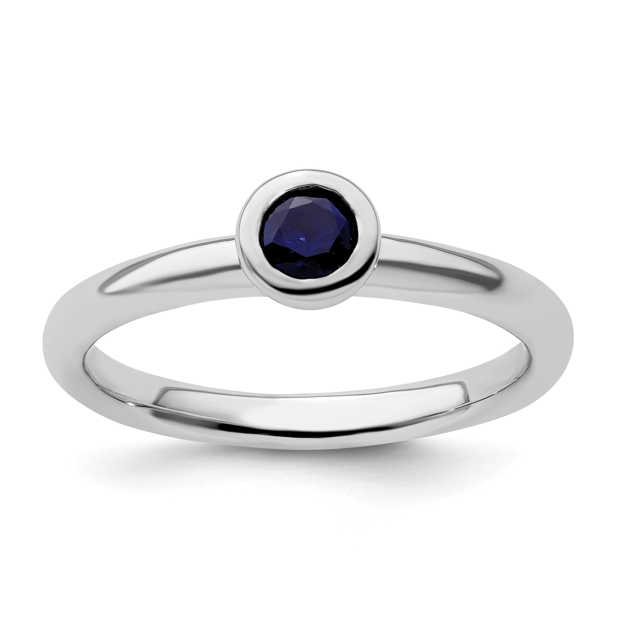Sterling Silver Stackable Expressions Low 4mm Round Cr. Sapphire Ring Main image