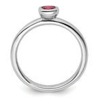 Sterling Silver Stackable Expressions Low 4mm Round Pink Tourmaline Ring