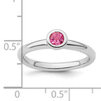 Sterling Silver Stackable Expressions Low 4mm Round Pink Tourmaline Ring