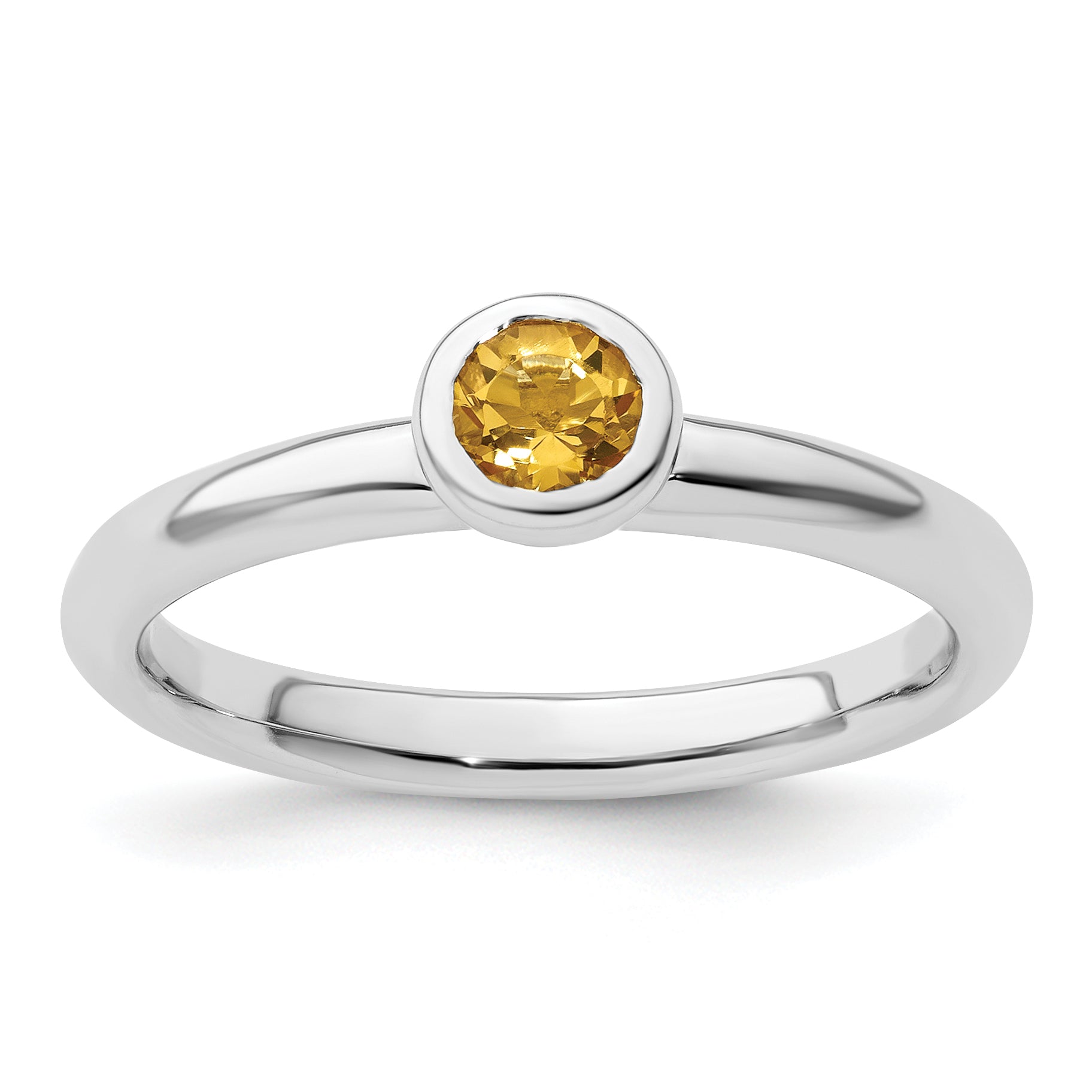 Sterling Silver Stackable Expressions Low 4mm Round Citrine Ring Main image