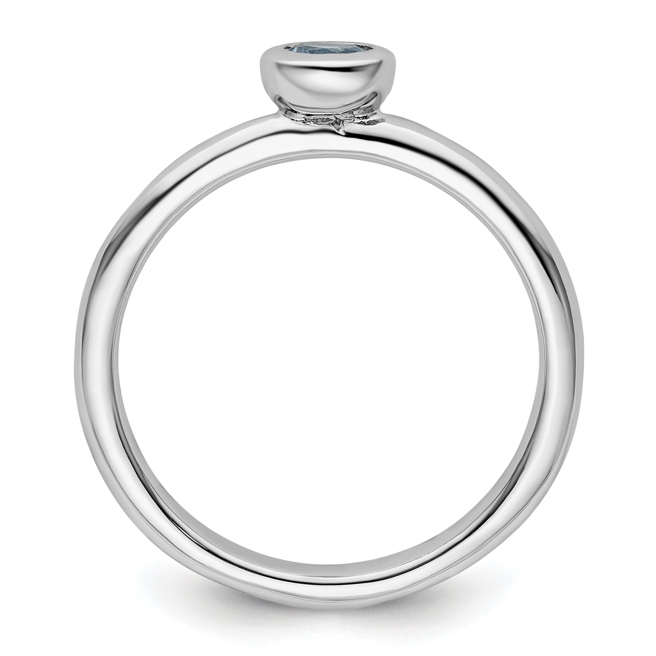 Sterling Silver Stackable Expressions Low 4mm Round Blue Topaz Ring Secondary image