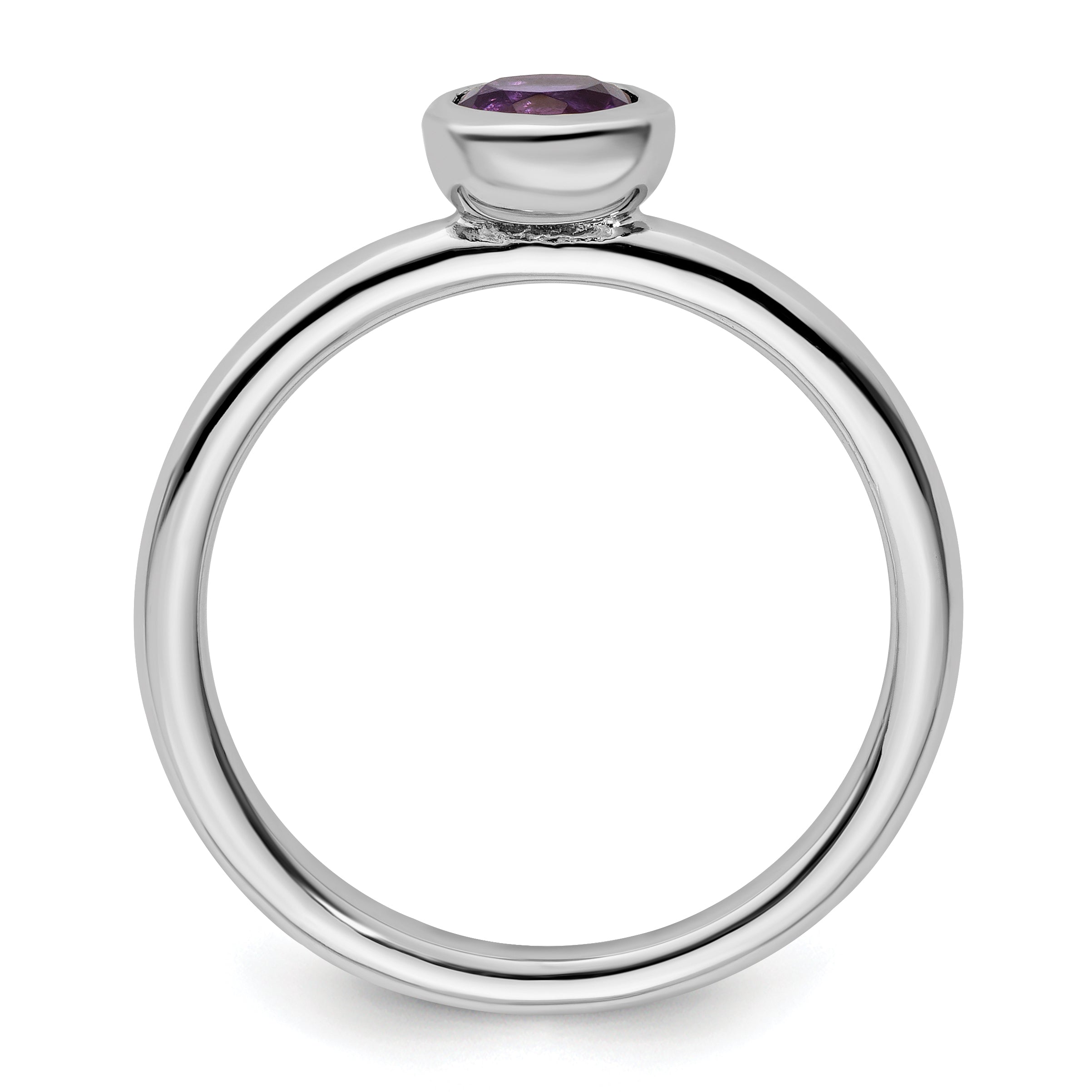 Sterling Silver Stackable Expressions Low 5mm Round Amethyst Ring Secondary image