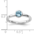 Sterling Silver Stackable Expressions Low 5mm Round Aquamarine Ring