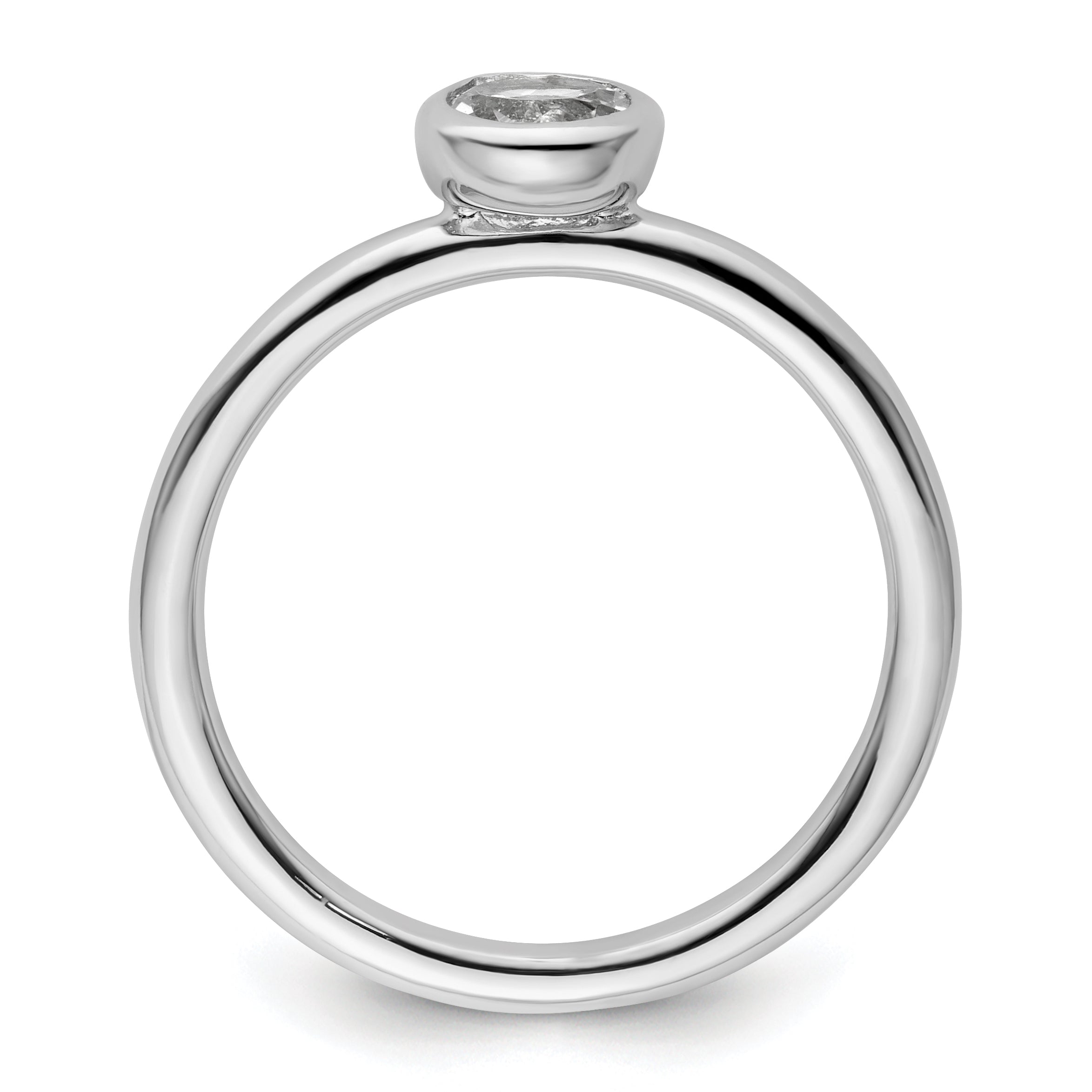 Sterling Silver Stackable Expressions Low 5mm Round White Topaz Ring Secondary image