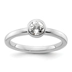 Sterling Silver Stackable Expressions Low 5mm Round White Topaz Ring