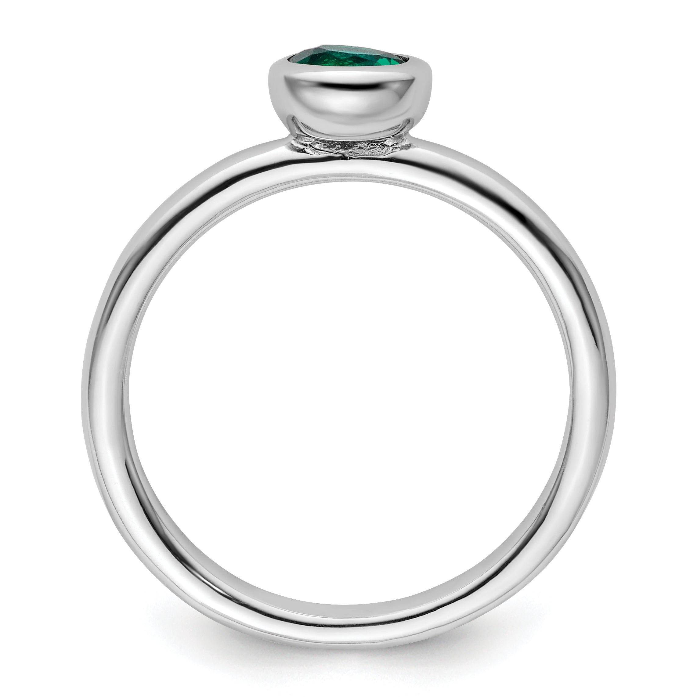 Sterling Silver Stackable Expressions Low 5mm Round Cr. Emerald Ring Secondary image