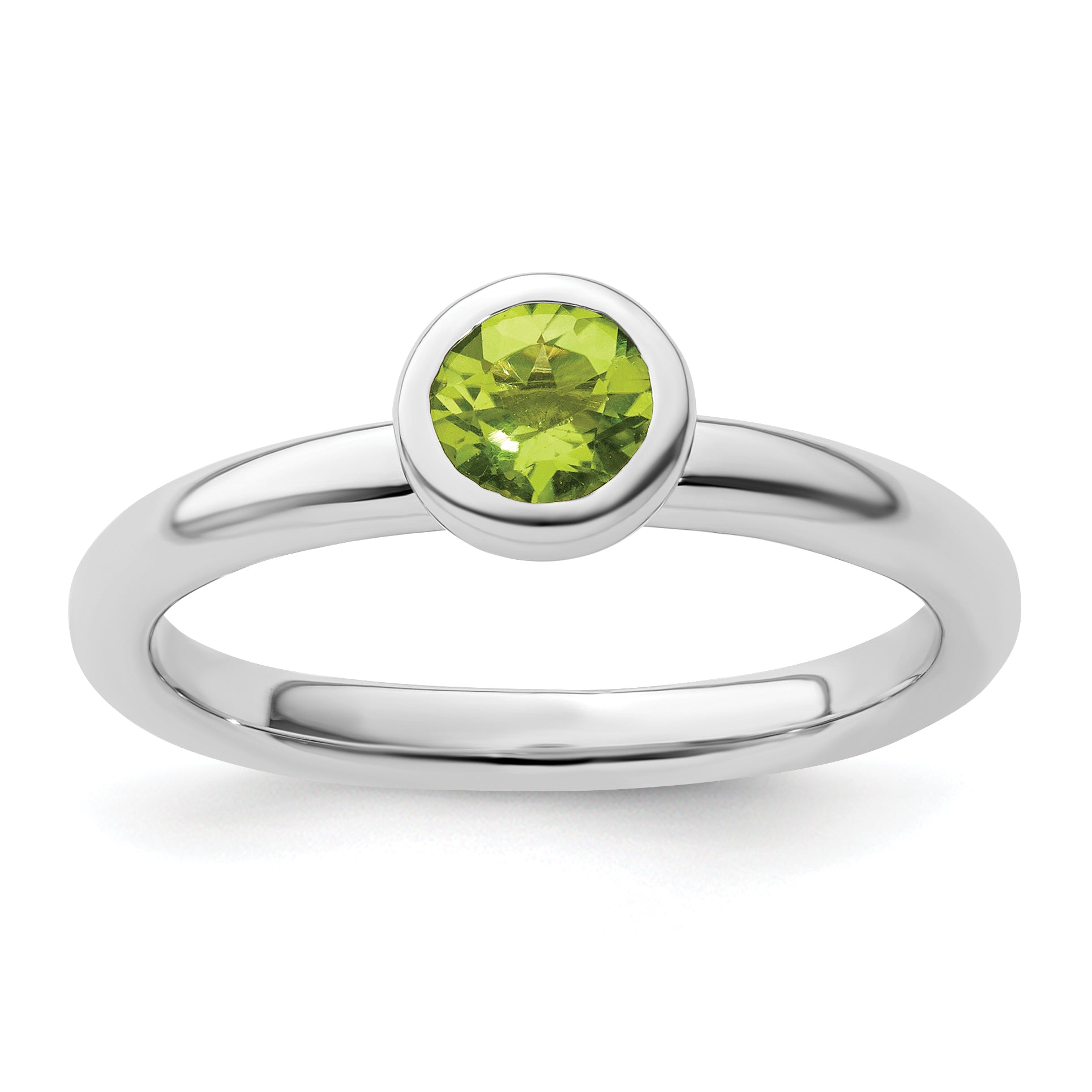 Sterling Silver Stackable Expressions Low 5mm Round Peridot Ring Main image