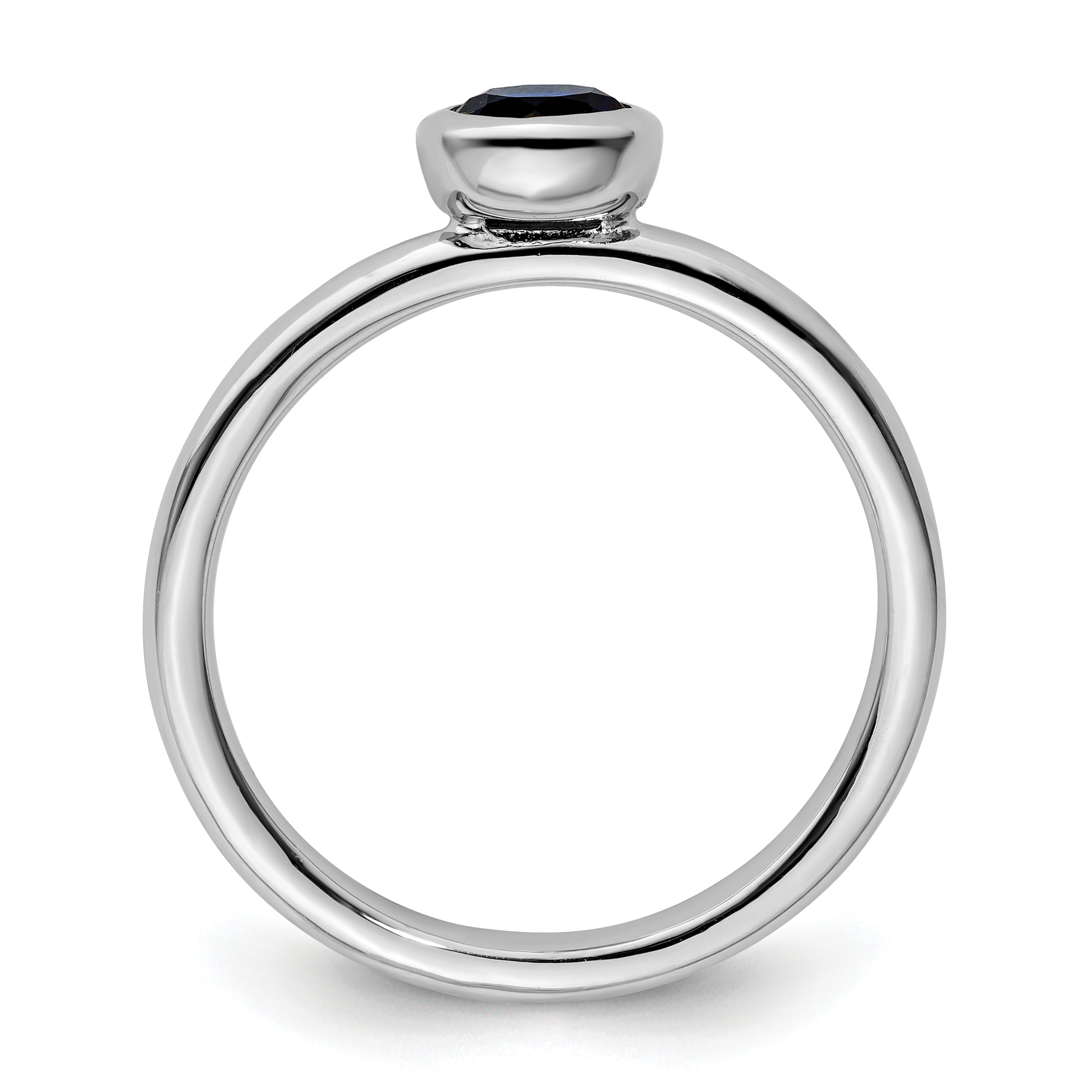 Sterling Silver Stackable Expressions Low 5mm Round Cr. Sapphire Ring Secondary image