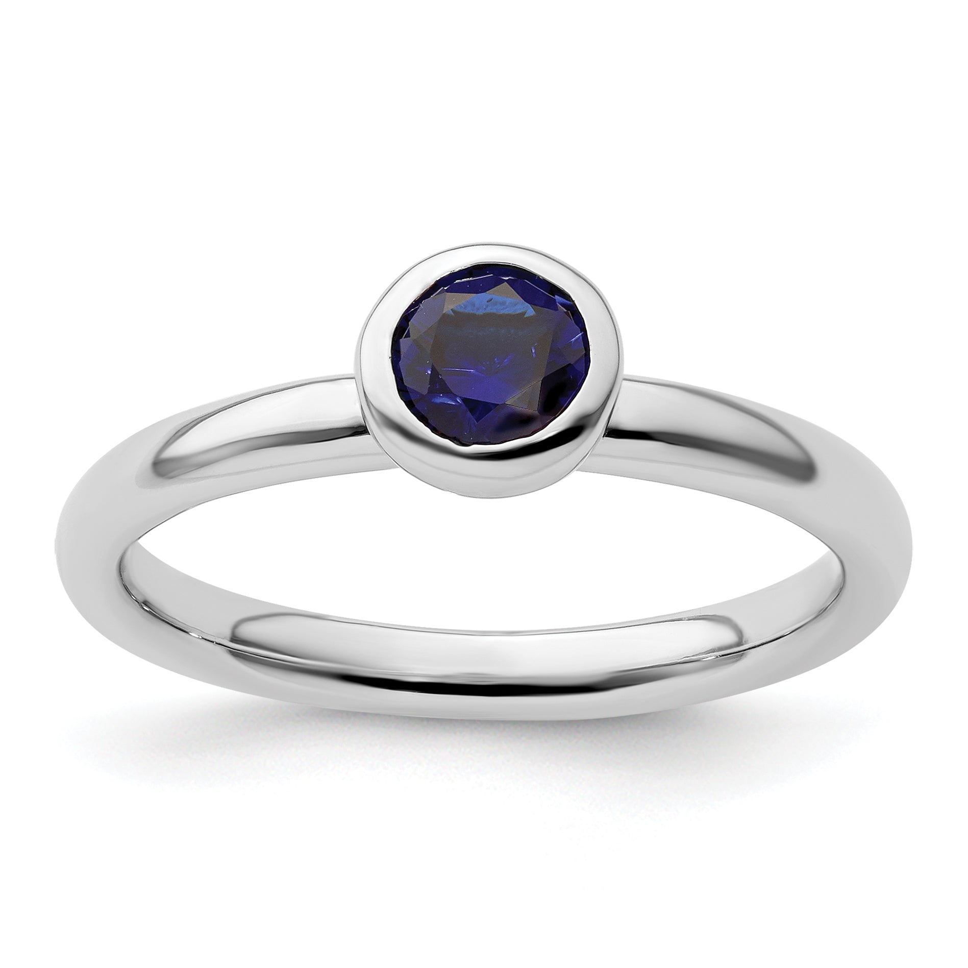 Sterling Silver Stackable Expressions Low 5mm Round Cr. Sapphire Ring Main image