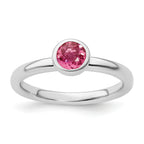 SS Stackable Expressions Low 5mm Round Pink Tourmaline Ring