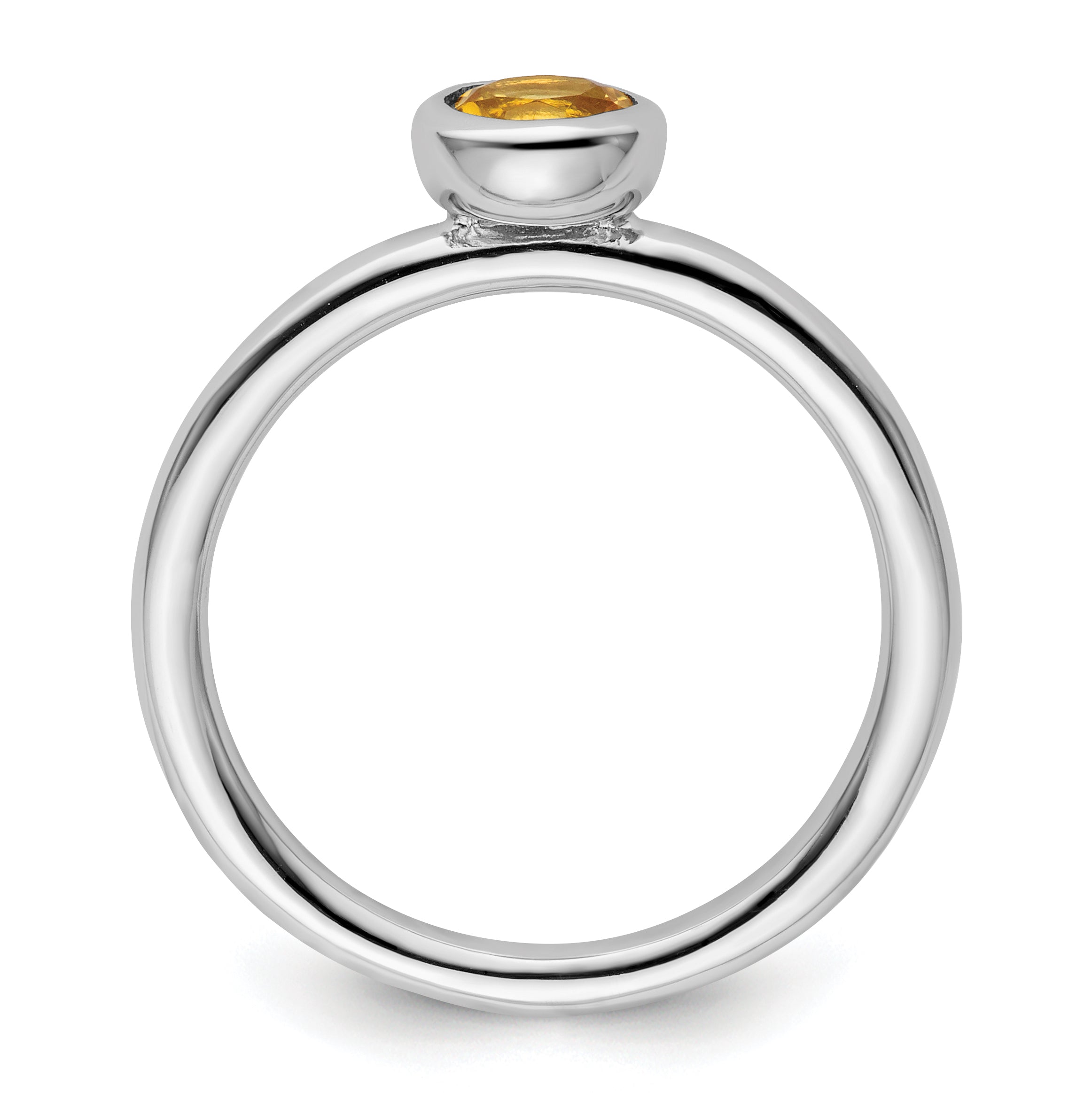 Sterling Silver Stackable Expressions Low 5mm Round Citrine Ring Secondary image