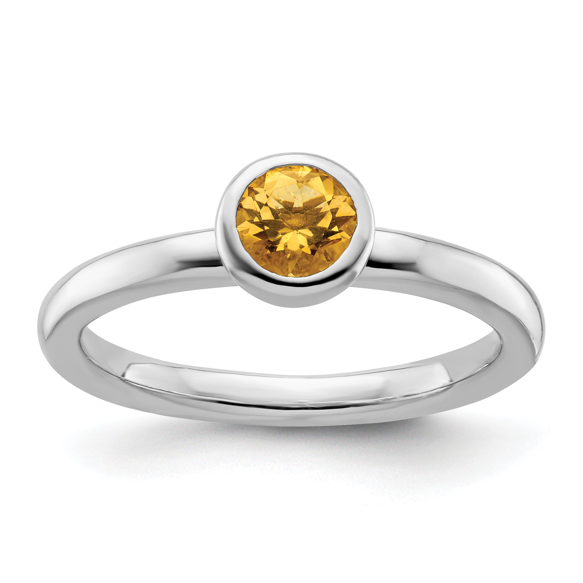 Sterling Silver Stackable Expressions Low 5mm Round Citrine Ring Main image