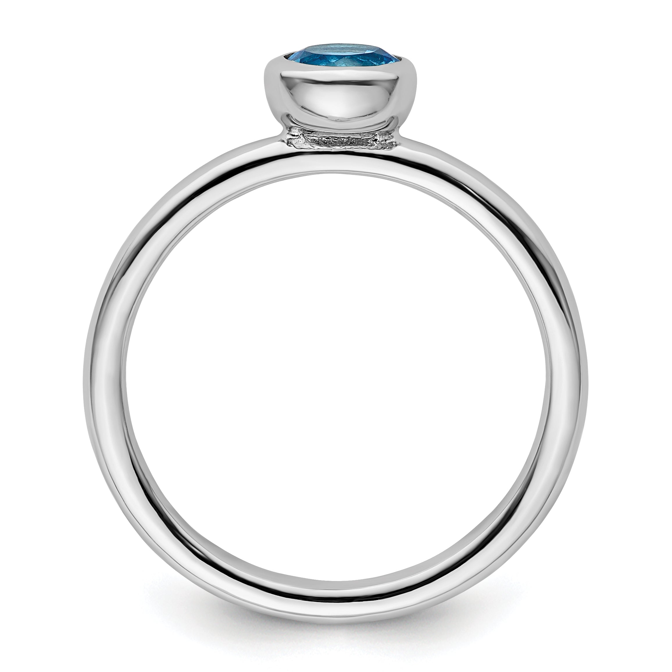 Sterling Silver Stackable Expressions Low 5mm Round Blue Topaz Ring Secondary image