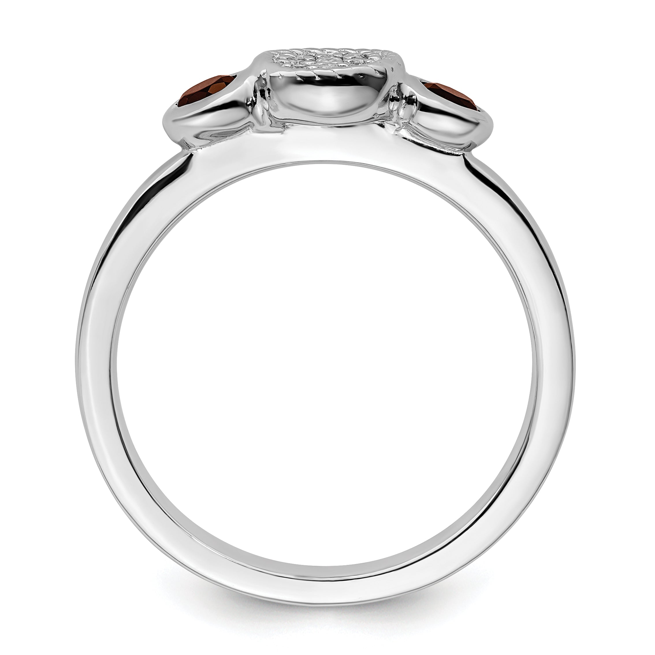 Sterling Silver Stackable Expressions Dbl Round Garnet & Dia. Ring Secondary image