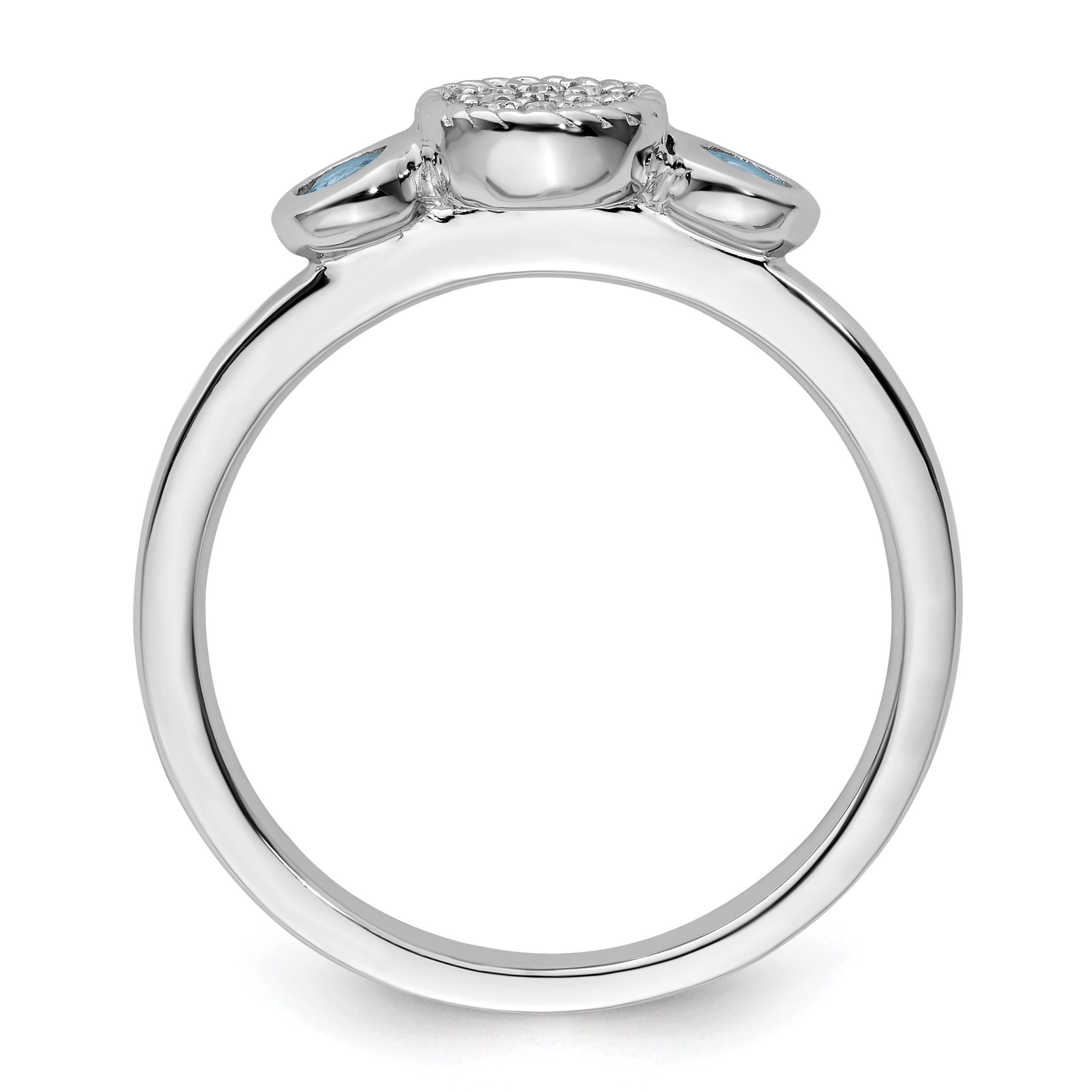 Sterling Silver Stackable Expressions Dbl Round Aquamarine & Dia. Ring Secondary image