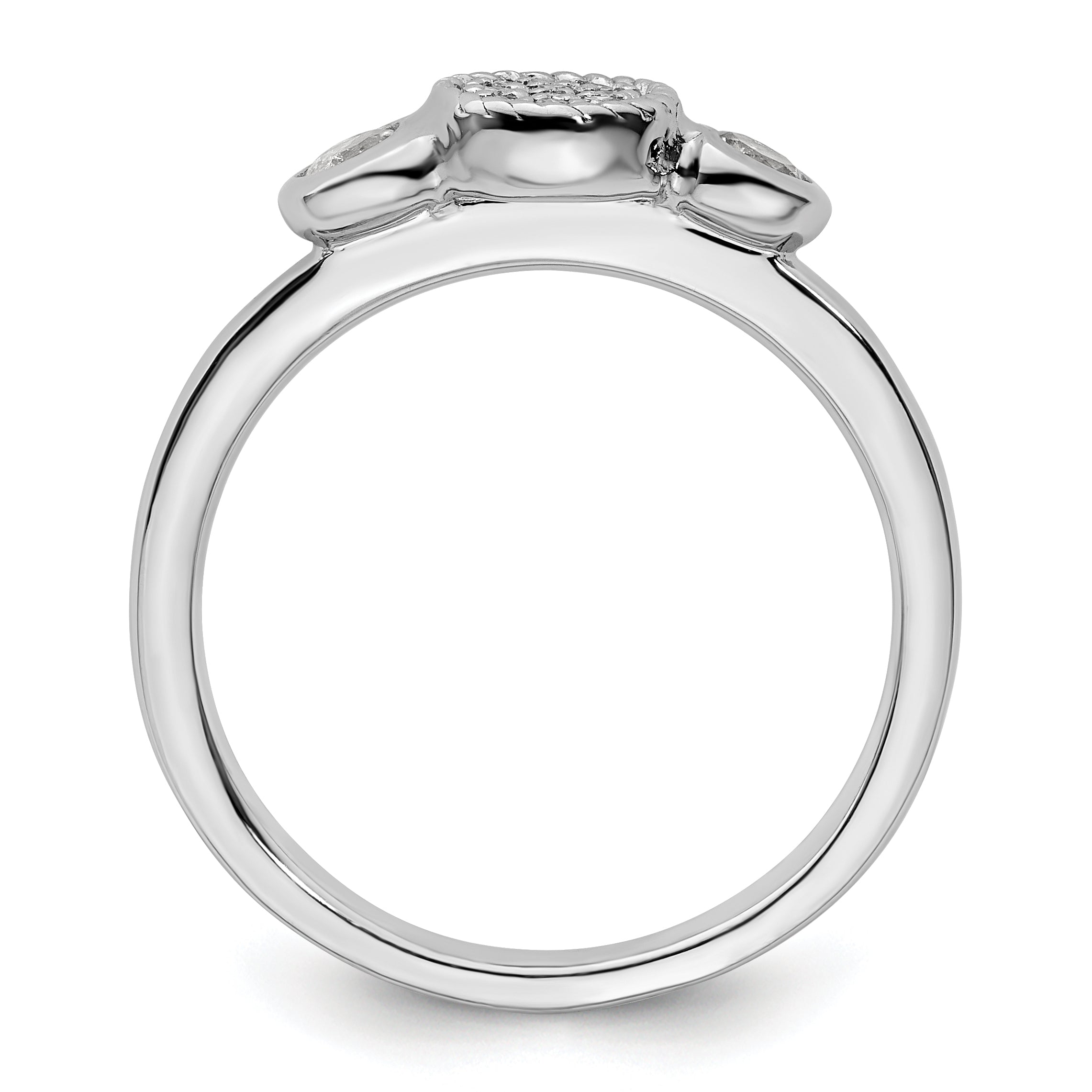 Sterling Silver Stackable Expressions Dbl Round White Topaz & Dia. Ring Secondary image