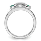 Sterling Silver Stackable Expressions Dbl Round Cr. Emerald & Dia. Ring