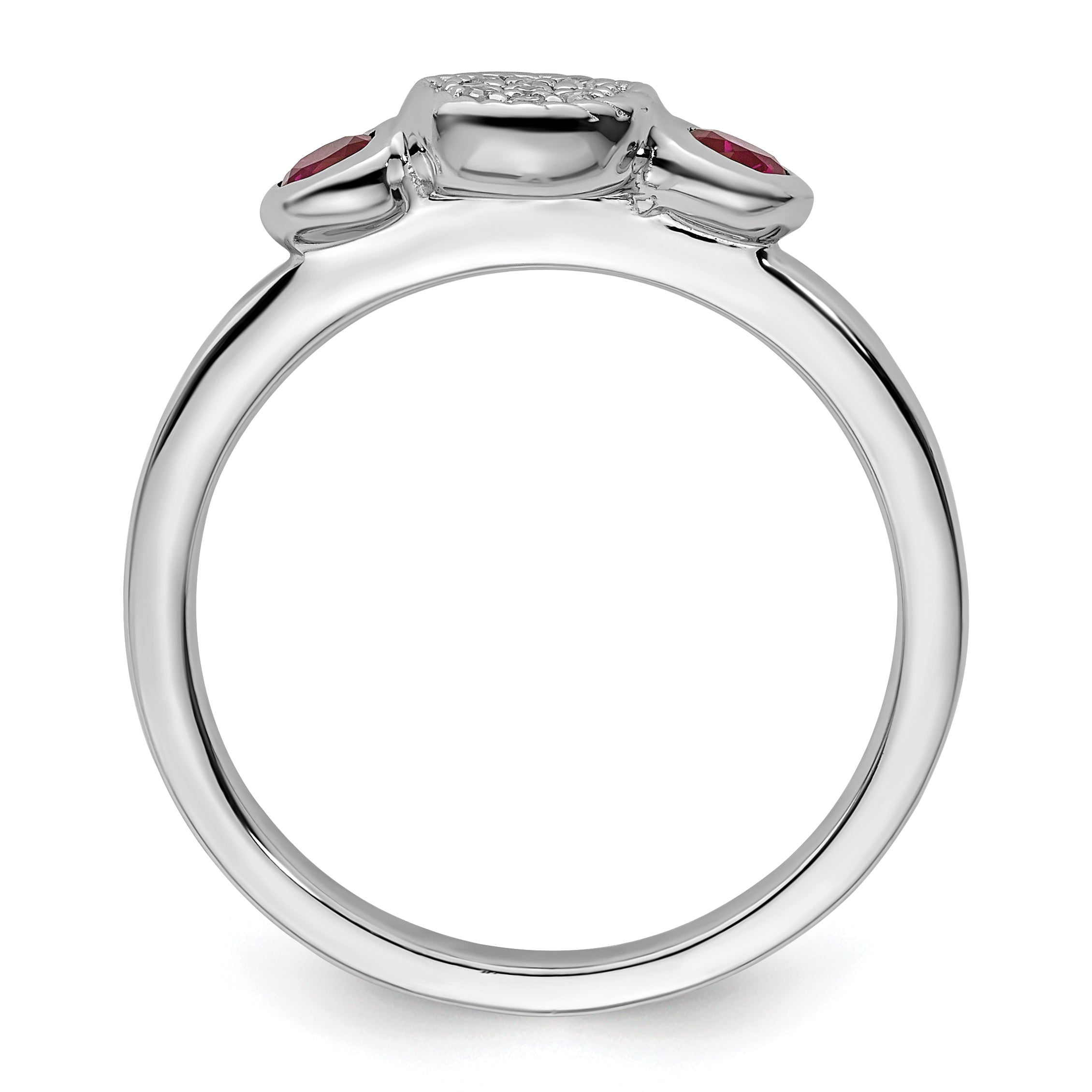 Sterling Silver Stackable Expressions Dbl Round Cr. Ruby & Dia. Ring Secondary image