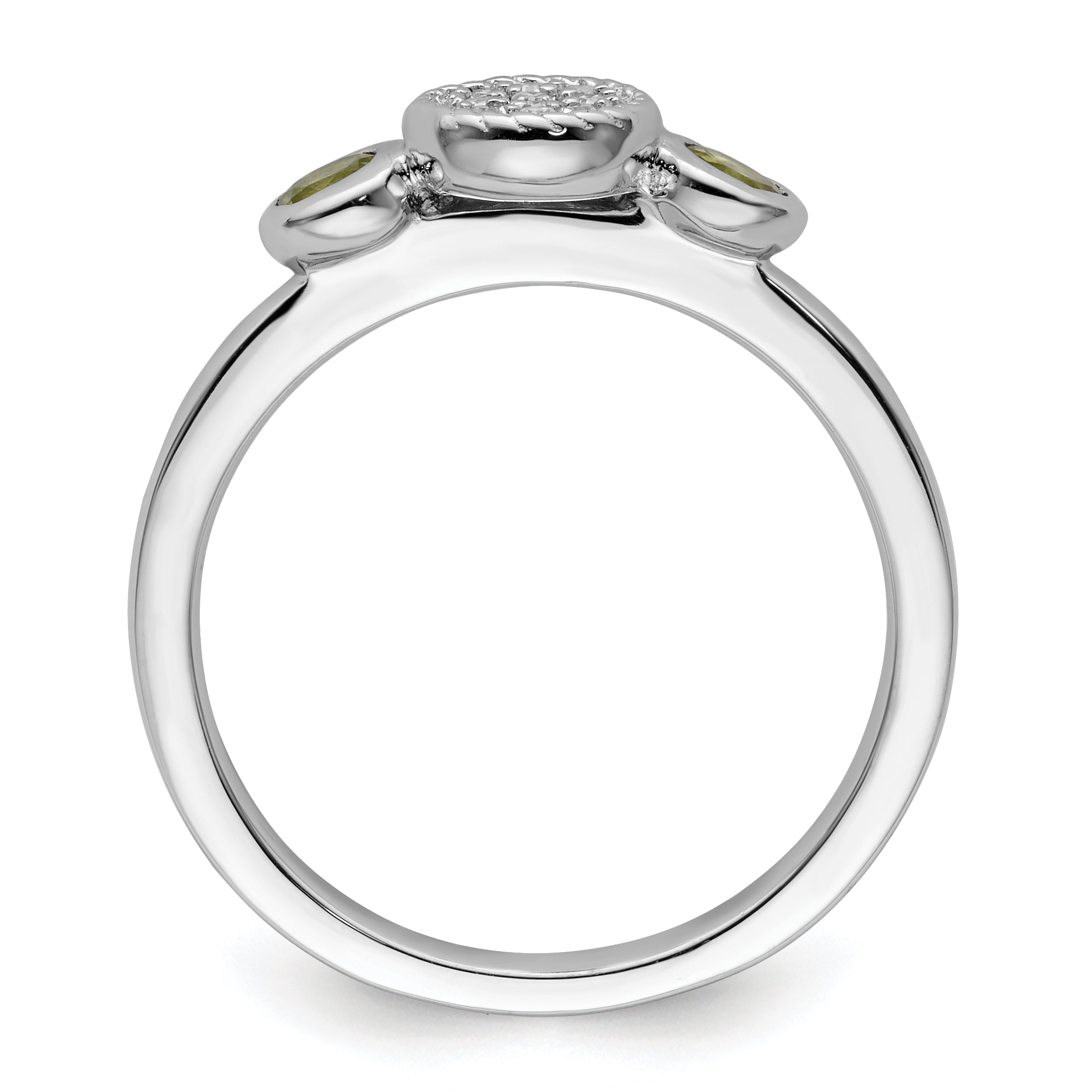 Sterling Silver Stackable Expressions Dbl Round Peridot & Dia. Ring Secondary image