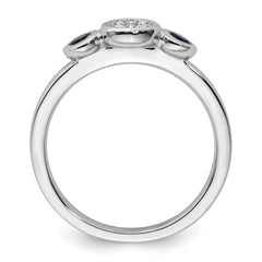 Sterling Silver Stackable Expressions Dbl Round Cr. Sapphire & Dia. Ring