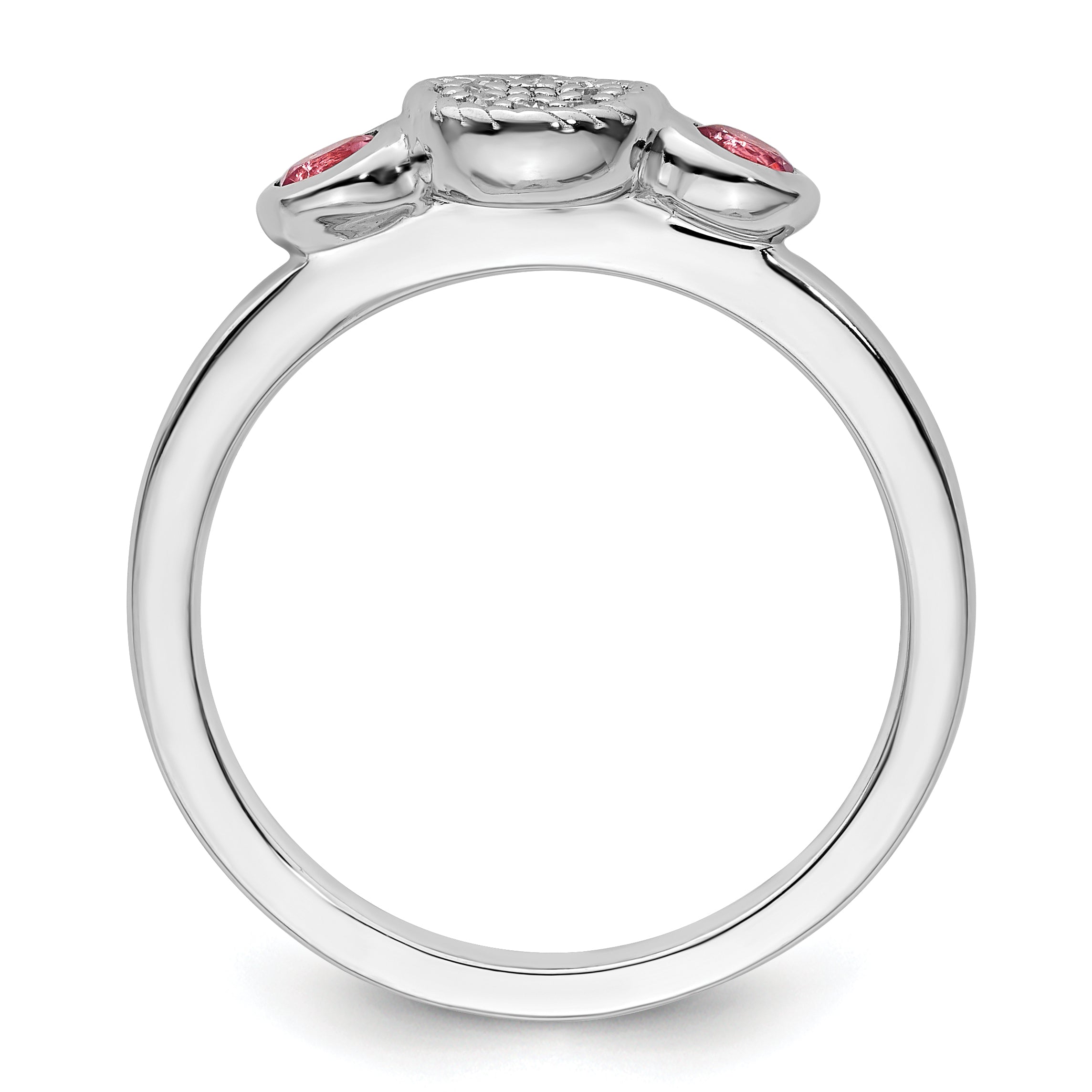 Sterling Silver Stackable Expressions Dbl Round Pink Tourm. & Dia. Ring Secondary image