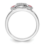 Sterling Silver Stackable Expressions Dbl Round Pink Tourm. & Dia. Ring